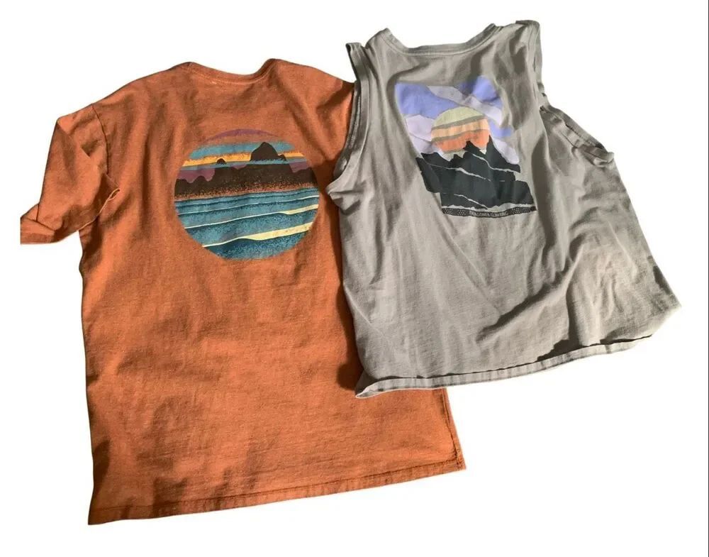 2 Patagonia Skyline Stencil Graphic Logo T-Shirt & Tank Top LOT sz S L